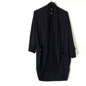 Athleta Open Front Stretch Cardigan Sweater Long Sleeve with Pockets Black